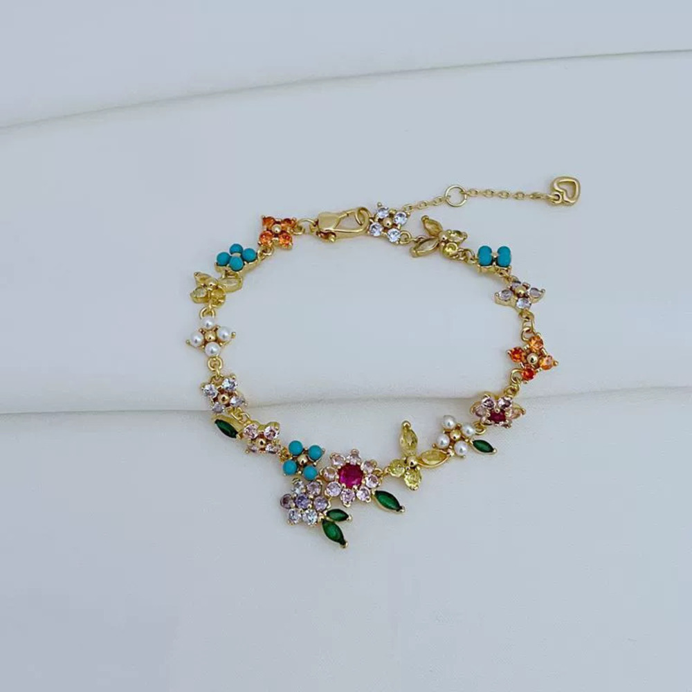 Kendra Scott Pastoral Butterfly Flower Zircon Pearl Metal Bracelet